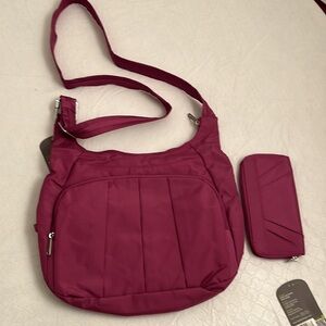 Travelon Orchid anti-theft convertible hobo with matching wallet